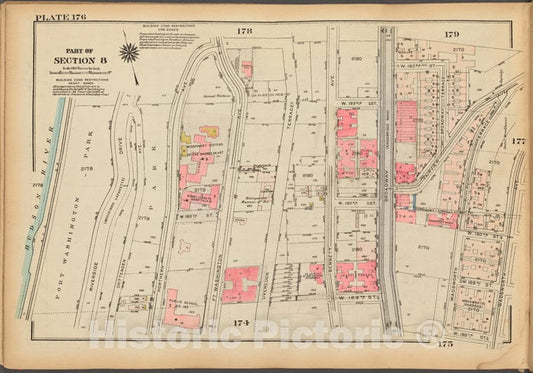 Historic 1927 Map - Plate 176, Part Of Section 8: [Bounded By Northern Avenue, W. 19 - Vintage Wall Art