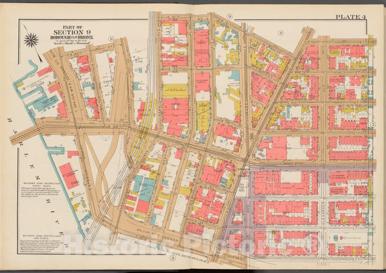Historic 1942 Map - Double Page Plate No. 4, Part Of Section 9, Borough Of The Bronx - Vintage Wall Art