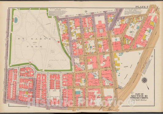 Historic 1942 Map - Double Page Plate No. 7, Part Of Section 10, Borough Of The Bron - Vintage Wall Art