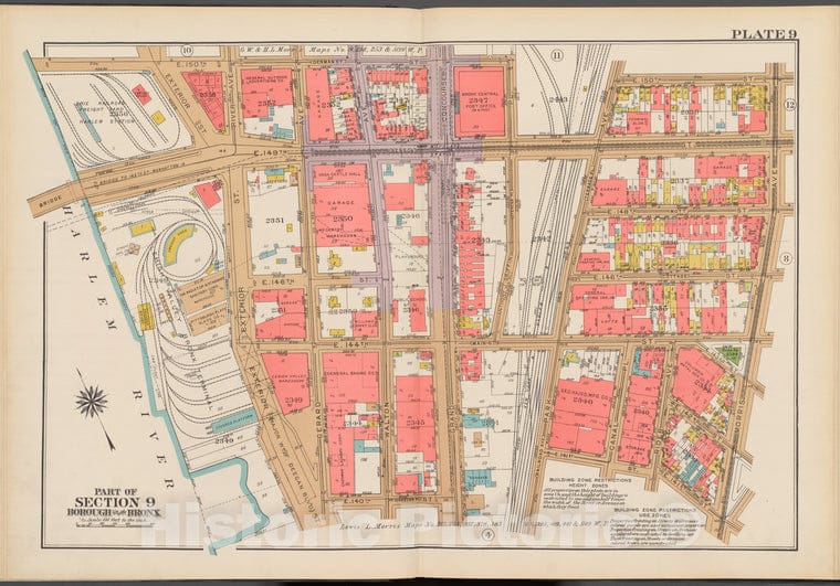 Historic 1942 Map - Double Page Plate 9, Part Of Section 9, Borough Of The Bronx: [B - Vintage Wall Art