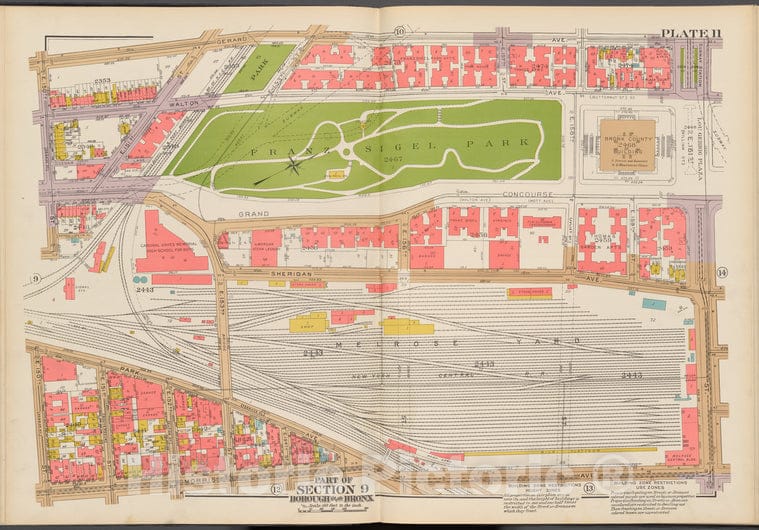 Historic 1942 Map - Double Page Plate No. 11, Part Of Section 9, Borough Of The Bron - Vintage Wall Art