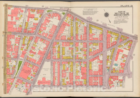 Historic 1942 Map - Double Page Plate No. 21, Part Of Section 10, Borough Of The Bro - Vintage Wall Art