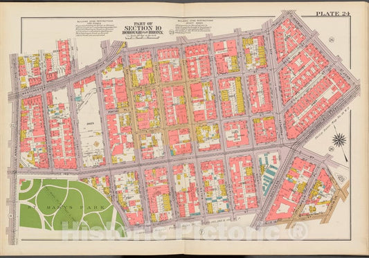 Historic 1942 Map - Double Page Plate No. 24, Part Of Section 10, Borough Of The Bro - Vintage Wall Art
