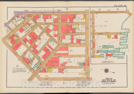 Historic 1942 Map - Double Page Plate No. 32, Part Of Section 10, Burrough Of The Br - Vintage Wall Art