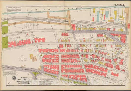 Historic 1938 Map - Double Page Plate No. 1, Part Of Section 11, Borough Of The Bron - Vintage Wall Art