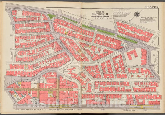 Historic 1938 Map - Double Page Plate No. 2, Part Of Section 11, Borough Of The Bron - Vintage Wall Art
