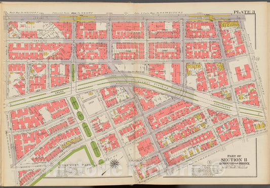 Historic 1938 Map - Double Page Plate No. 3, Part Of Section 11, Borough Of The Bron - Vintage Wall Art