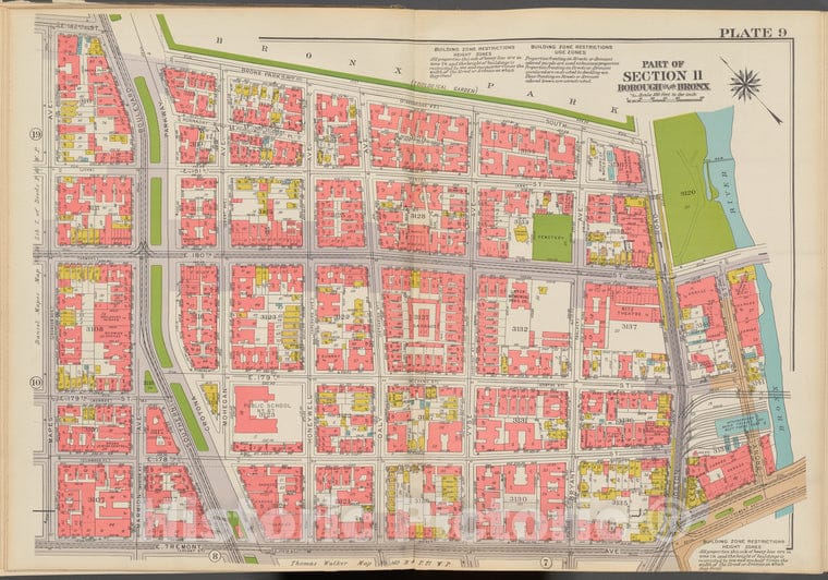 Historic 1938 Map - Double Page Plate No. 9, Part Of Section 11, Borough Of The Bron - Vintage Wall Art