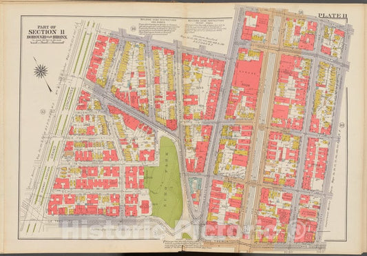 Historic 1938 Map - Double Page Plate No. 11, Part Of Section 11, Borough Of The Bro - Vintage Wall Art