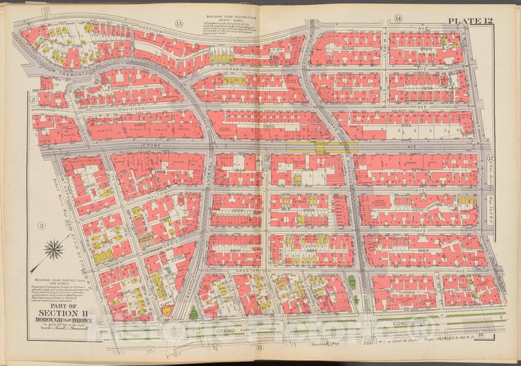 Historic 1938 Map - Double Page Plate No. 12, Part Of Section 11, Borough Of The Bro - Vintage Wall Art