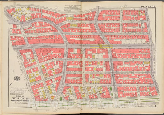 Historic 1938 Map - Double Page Plate No. 12, Part Of Section 11, Borough Of The Bro - Vintage Wall Art