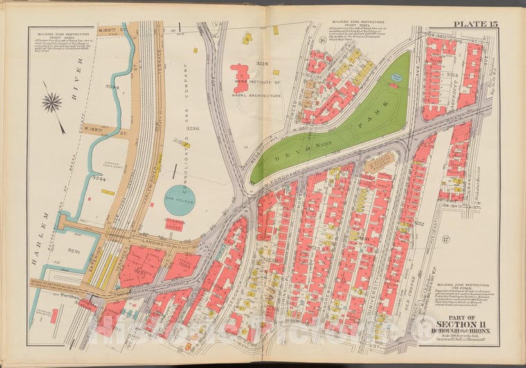 Historic 1938 Map - Double Page Plate No. 15, Part Of Section 11, Borough Of The Bro - Vintage Wall Art