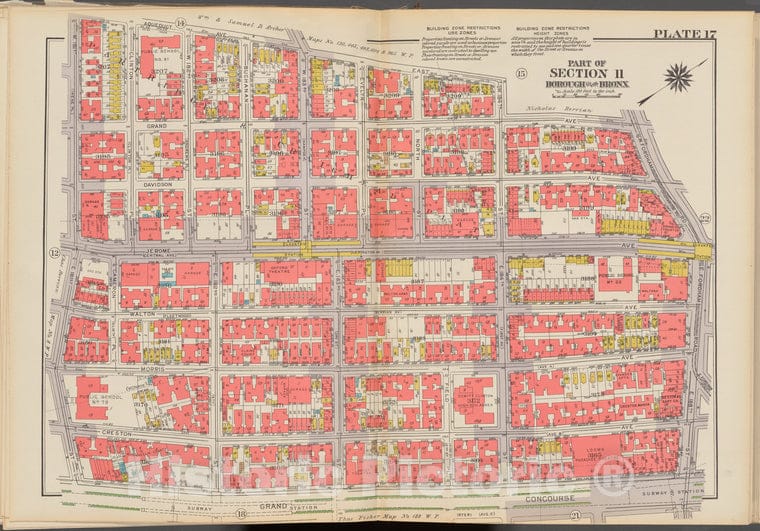 Historic 1938 Map - Double Page Plate No. 17, Part Of Section 11, Borough Of The Bro - Vintage Wall Art
