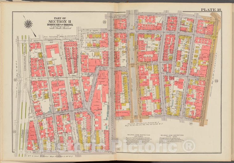 Historic 1938 Map - Double Page Plate No. 18, Part Of Section 11, Borough Of The Bro - Vintage Wall Art