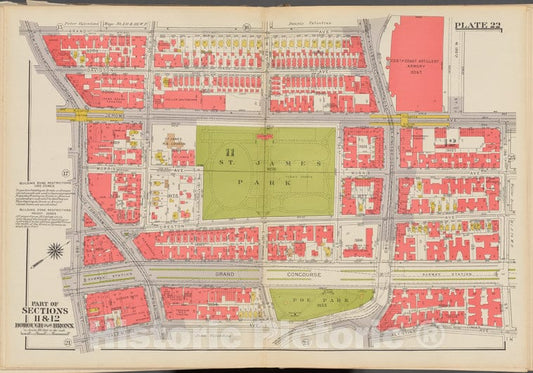 Historic 1938 Map - Double Page Plate No. 22, Part Of Sections 11 & 12, Borough Of T - Vintage Wall Art