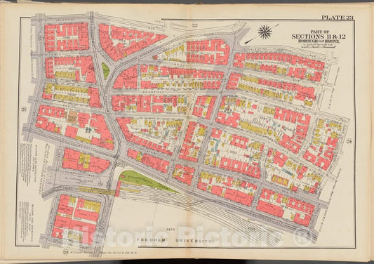 Historic 1938 Map - Double Page Plate No. 23, Part Of Sections 11 & 12, Borough Of T - Vintage Wall Art
