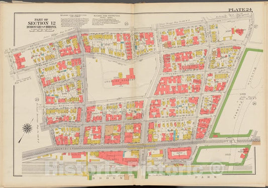 Historic 1938 Map - Double Page Plate No. 24, Part Of Section 12, Borough Of The Bro - Vintage Wall Art