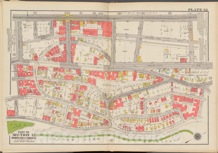 Historic 1938 Map - Double Page Plate No. 32, Part Of Section 12, Borough Of The Bro - Vintage Wall Art