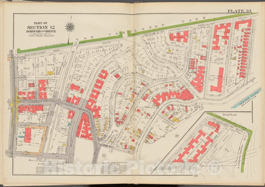 Historic 1938 Map - Double Page Plate No. 33, Part Of Section 12, Borough Of The Bro - Vintage Wall Art