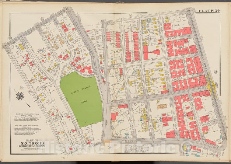 Historic 1938 Map - Double Page Plate No. 34, Part Of Section 13, Borough Of The Bro - Vintage Wall Art