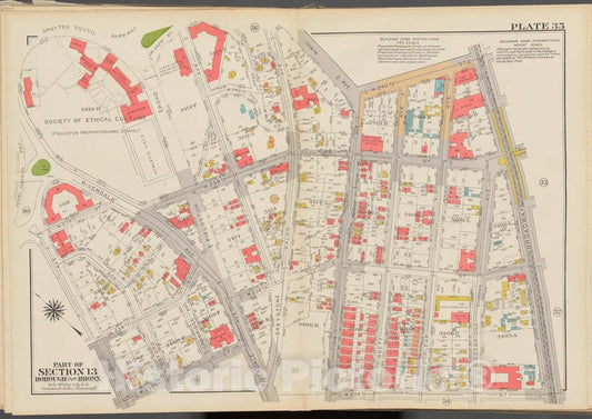 Historic 1938 Map - Double Page Plate No. 35, Part Of Section 13, Borough Of The Bro - Vintage Wall Art
