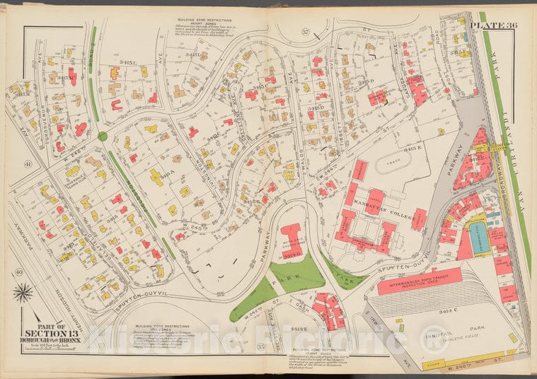 Historic 1938 Map - Double Page Plate No. 36, Part Of Section 13, Borough Of The Bro - Vintage Wall Art
