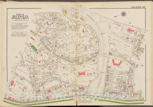 Historic 1938 Map - Double Page Plate No. 37, Part Of Section 13, Borough Of The Bro - Vintage Wall Art