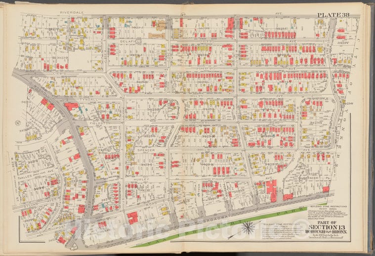 Historic 1938 Map - Double Page Plate No. 38, Part Of Section 13, Borough Of The Bro - Vintage Wall Art