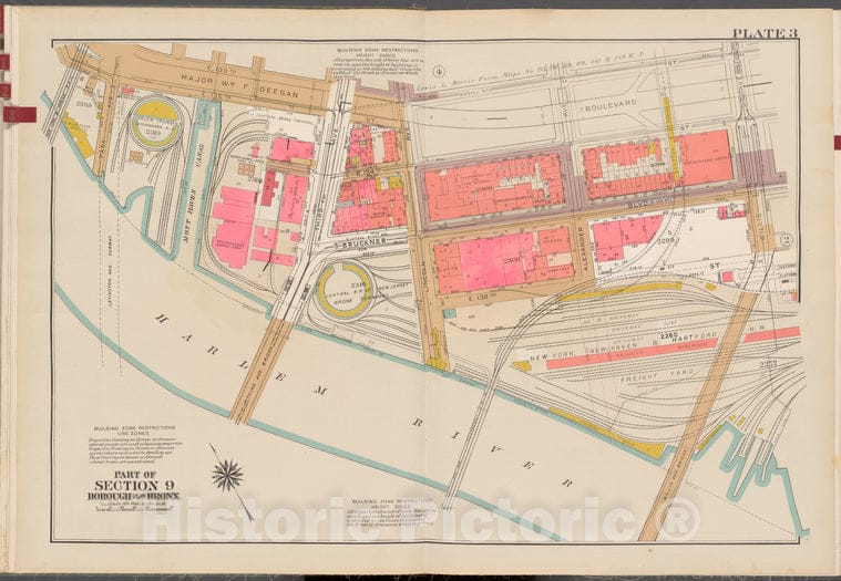 Historic 1942 Map - Double Page Plate No. 3, Part Of Section 9, Borough Of The Bronx - Vintage Wall Art, v2