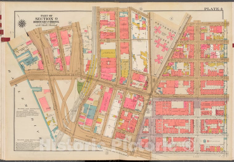 Historic 1942 Map - Double Page Plate No. 4, Part Of Section 9, Borough Of The Bronx - Vintage Wall Art, V2