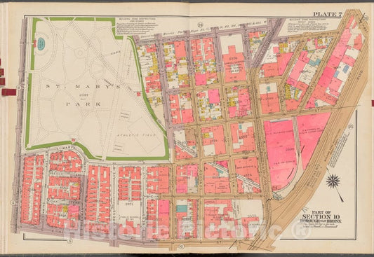 Historic 1942 Map - Double Page Plate No. 7, Part Of Section 10, Borough Of The Bron - Vintage Wall Art, v2