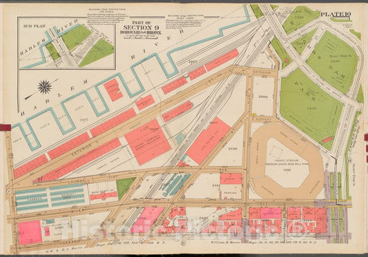 Historic 1942 Map - Double Page Plate No. 10, Part Of Section 9, Borough Of The Bron - Vintage Wall Art, v2