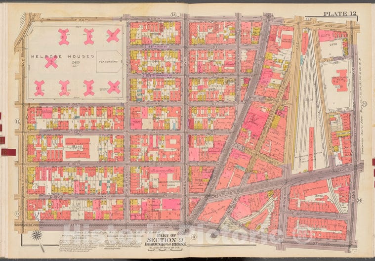 Historic 1942 Map - Double Page Plate No. 12, Part Of Section 9, Borough Of The Bron - Vintage Wall Art, v2