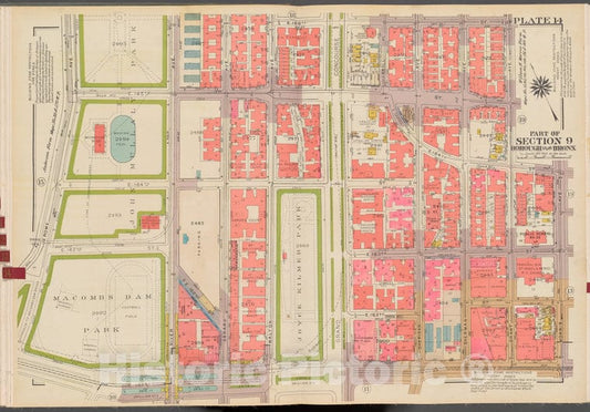 Historic 1942 Map - Double Page Plate No. 14, Part Of Section 9, Borough Of The Bron - Vintage Wall Art, V2
