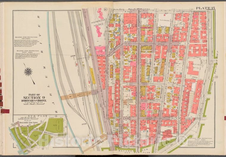 Historic 1942 Map - Double Page Plate No. 15, Part Of Section 9, Borough Of The Bron - Vintage Wall Art, V2