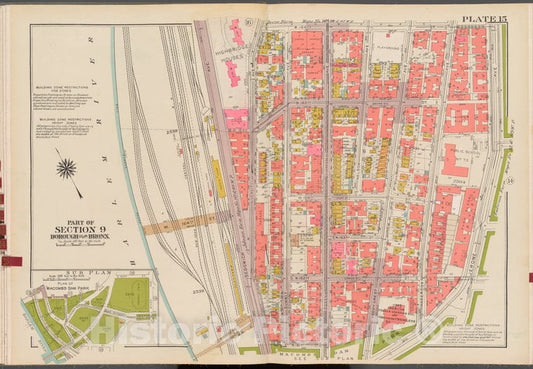 Historic 1942 Map - Double Page Plate No. 15, Part Of Section 9, Borough Of The Bron - Vintage Wall Art, V2
