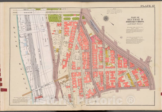 Historic 1942 Map - Double Page Plate No. 17, Part Of Section 9, Borough Of The Bron - Vintage Wall Art, V2