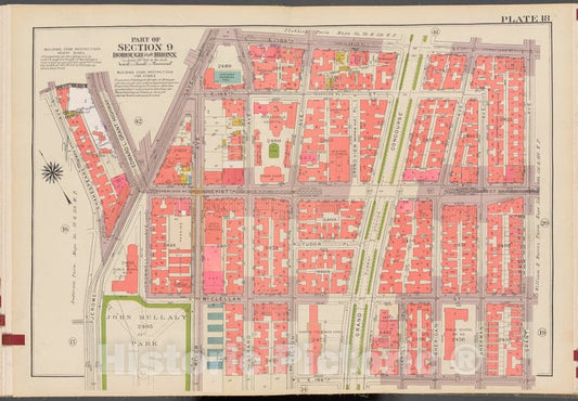 Historic 1942 Map - Double Page Plate No. 18, Part Of Section 9, Borough Of The Bron - Vintage Wall Art, V2