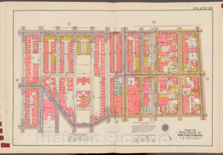 Historic 1942 Map - Double Page Plate No. 20, Part Of Section 9, Borough Of The Bron - Vintage Wall Art, V2