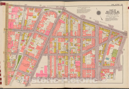 Historic 1942 Map - Double Page Plate No. 21, Part Of Section 10, Borough Of The Bro - Vintage Wall Art, V2