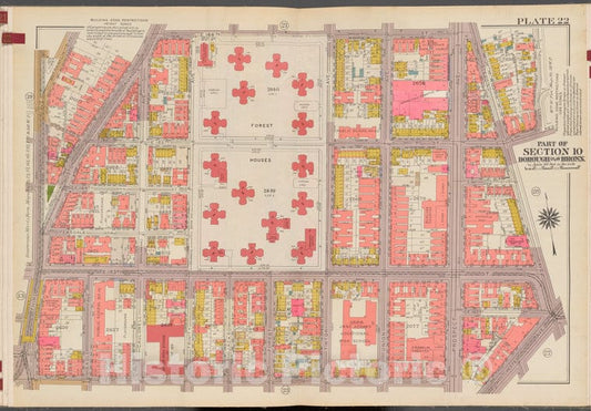 Historic 1942 Map - Double Page Plate No. 22, Part Of Section 10, Borough Of The Bro - Vintage Wall Art, v2