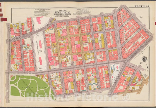 Historic 1942 Map - Double Page Plate No. 24, Part Of Section 10, Borough Of The Bro - Vintage Wall Art, V2