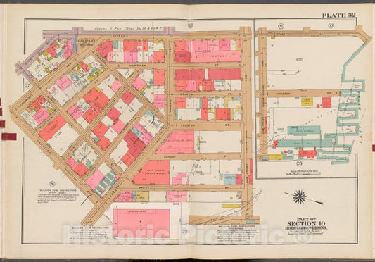 Historic 1942 Map - Double Page Plate No. 32, Part Of Section 10, Burrough Of The Br - Vintage Wall Art, v2