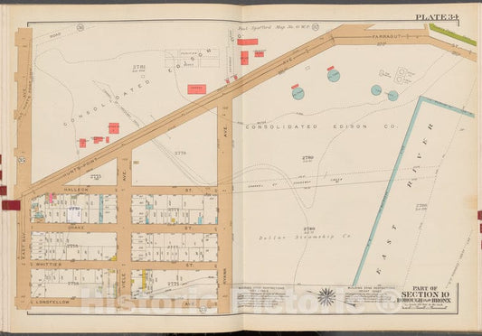 Historic 1942 Map - Double Page Plate No. 34, Part Of Section 10, Borough Of The Bro - Vintage Wall Art, v2