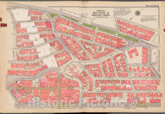 Historic 1938 Map - Double Page Plate No. 2, Part Of Section 11, Borough Of The Bron - Vintage Wall Art, v2