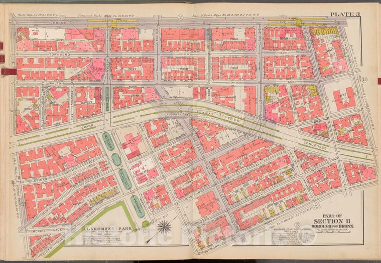 Historic 1938 Map - Double Page Plate No. 3, Part Of Section 11, Borough Of The Bron - Vintage Wall Art, V2