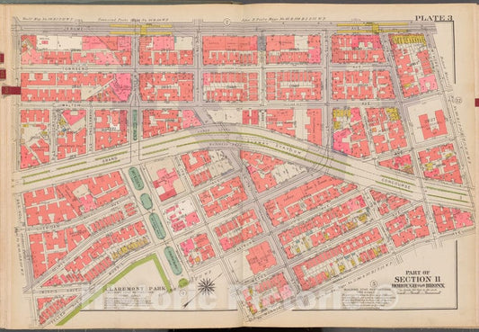 Historic 1938 Map - Double Page Plate No. 3, Part Of Section 11, Borough Of The Bron - Vintage Wall Art, V2