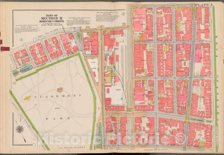 Historic 1938 Map - Double Page Plate No. 4, Part Of Section 11, Borough Of The Bron - Vintage Wall Art, V2