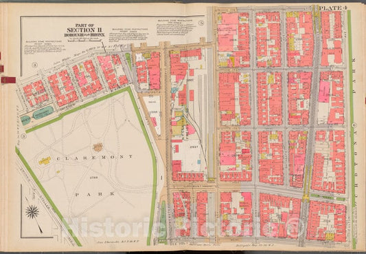 Historic 1938 Map - Double Page Plate No. 4, Part Of Section 11, Borough Of The Bron - Vintage Wall Art, V2
