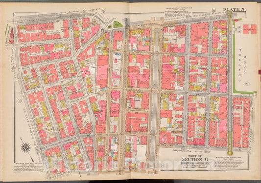 Historic 1938 Map - Double Page Plate No. 5, Part Of Section 11, Borough Of The Bron - Vintage Wall Art, V2